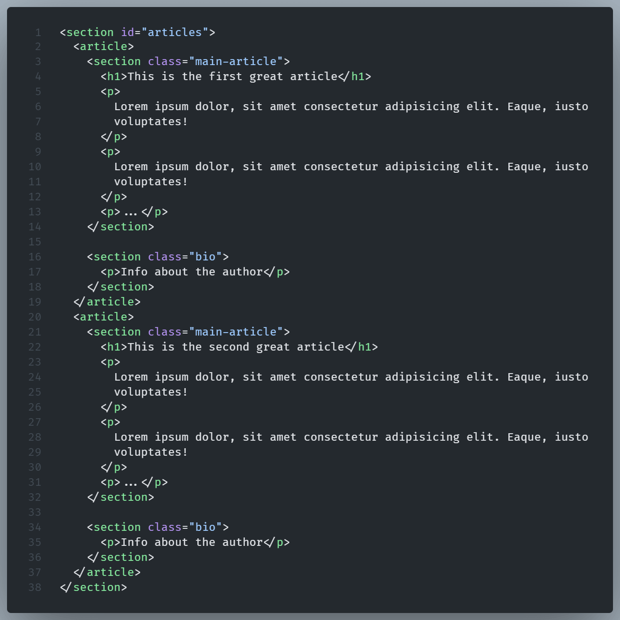 Electronics Section Html The SECTION element in HTML with examples - Lambros Hatzinikolaou