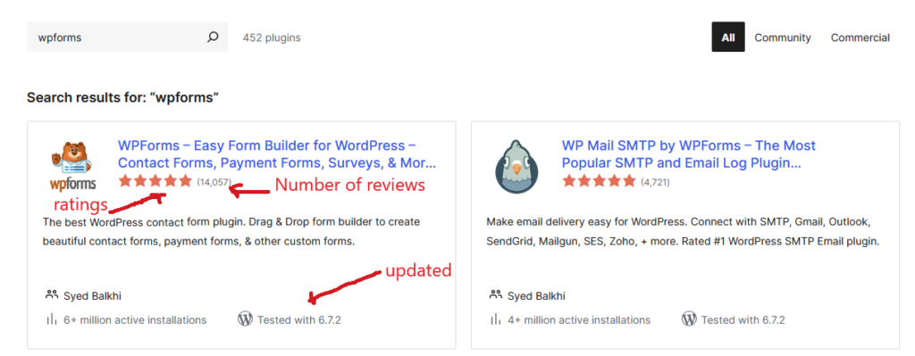 wpForms plugin description