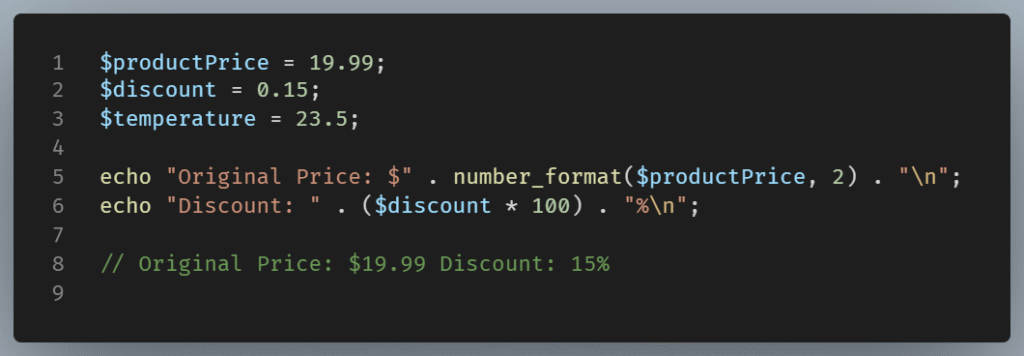 Example of achieving decimal precision with floats.
