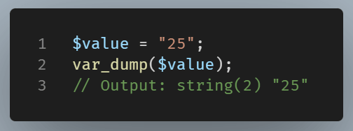 Example of inspecting values using var_dump().
