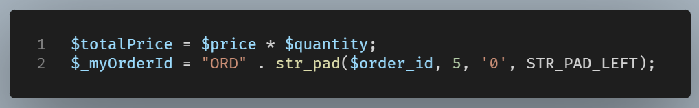 Example of variable name syntax.