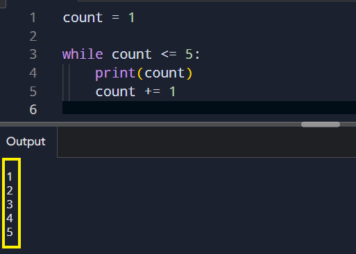 Example of a while loop in action
