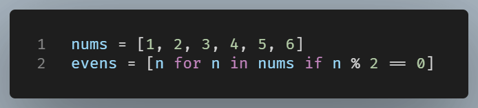 Example of list comprehension with a condition