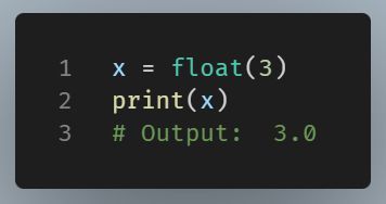 Example of the float() method.