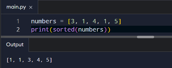Example of sorting numbers with the sort() method.