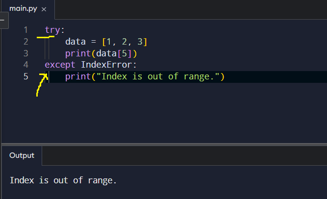 Example of exception handling.