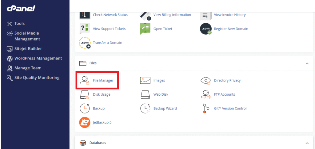 The file manager icon in the cPanel.