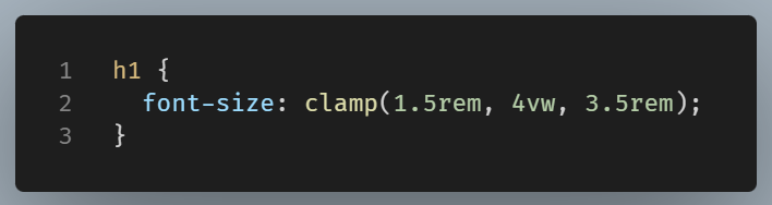 Example of responsive sizing using the CSS clamp() function.