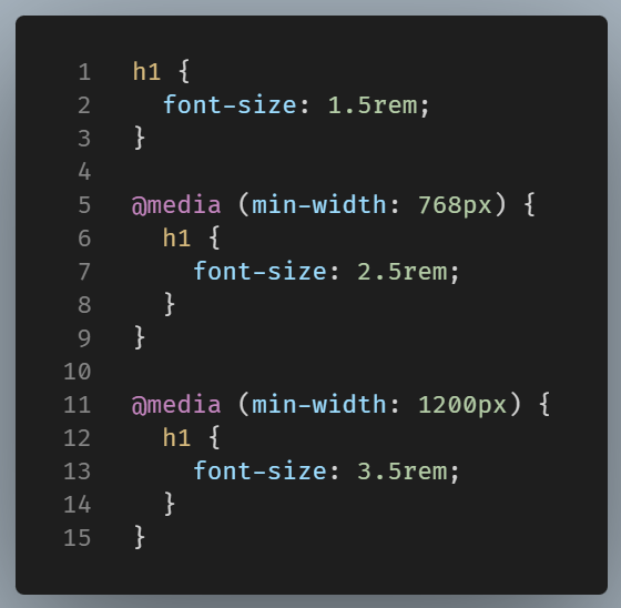 Example of responsive sizing using media queries