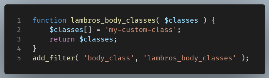 Example of adding a hardcoded class to all pages.