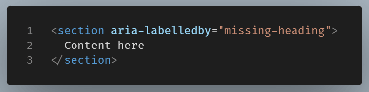 Code example of a section using aria-labelledby=