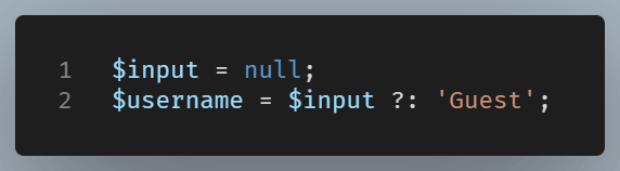 Elvis operator example.