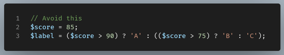 Example of nesting ternary operators.