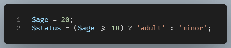 Ternary operator example.