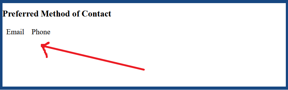 Example of radio buttons rendered with no styles at all.