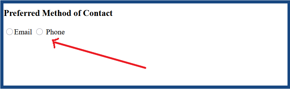Example of radio buttons rendered with the Firefox browser default styles.
