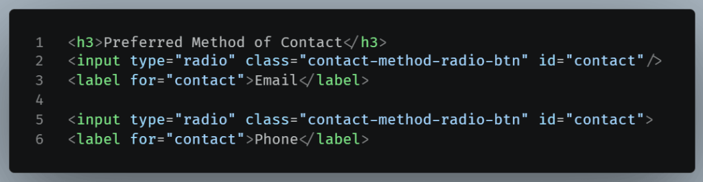 Example of two radio buttons