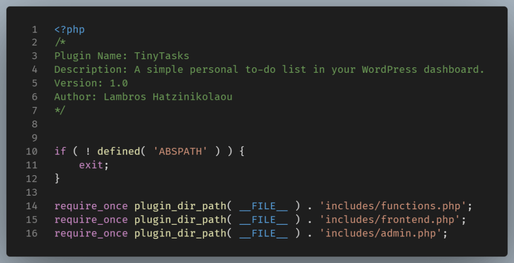 Example of splitting code into separate folders.