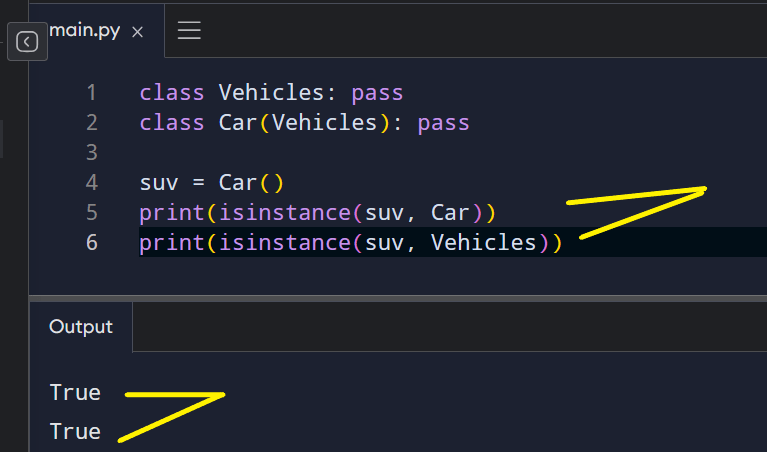 Example of using the isinstance function.