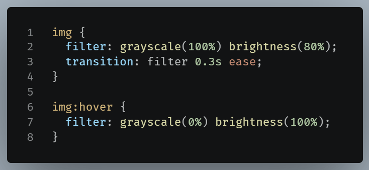 An example of using filter to create a hover effect.