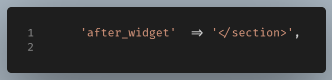 example of the after_widget parameter in the array.