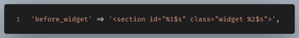 example of the before_widget parameter in the array.