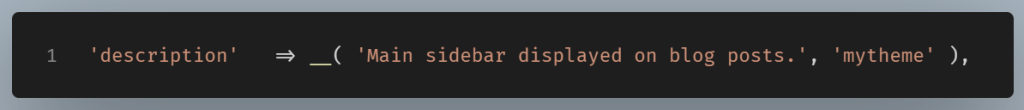 example of the description parameter in the array.
