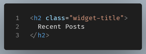 widget title wrapped in h2 element.
