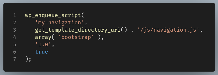 Example of wp_enqueue_script() function.