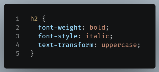 Example of using font-weight, font-style, and text-transform in a heading.