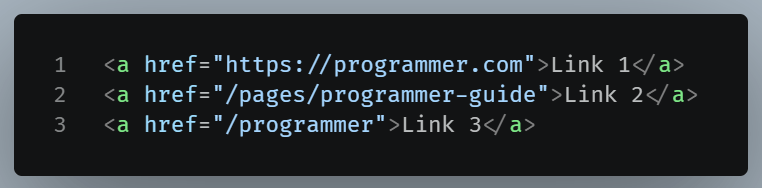 Example of three different links containing the word programmer.