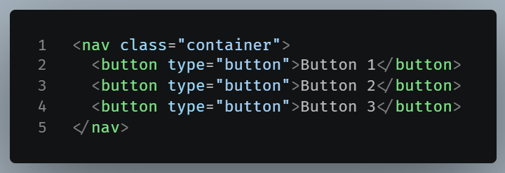 HTML: Three buttons inside a navigation bar.