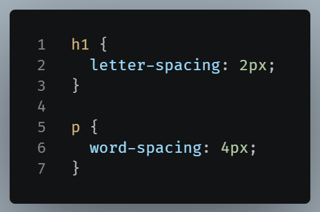 example of using letter and word spacing in text.