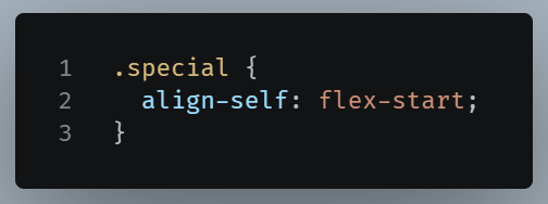 Example of using the flexbox property of align-self.
