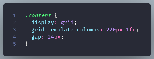 CSS example of creating a layout with CSS Grid.