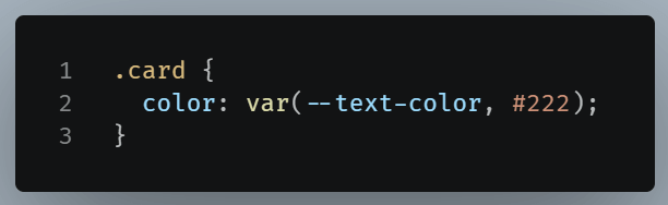 Code example of applying a custom property with a fallback value.