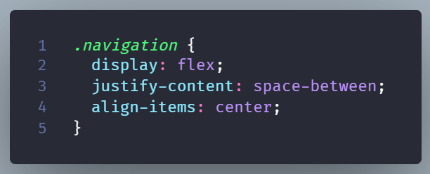 Code example of a navigation layout with flex.
