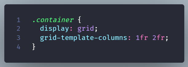 Code example of 2fr combined with 1fr to create unequal grids.