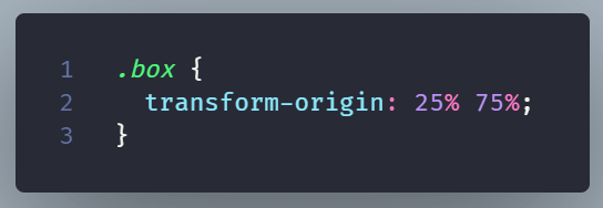 Code example of tranform-origin using percentages.